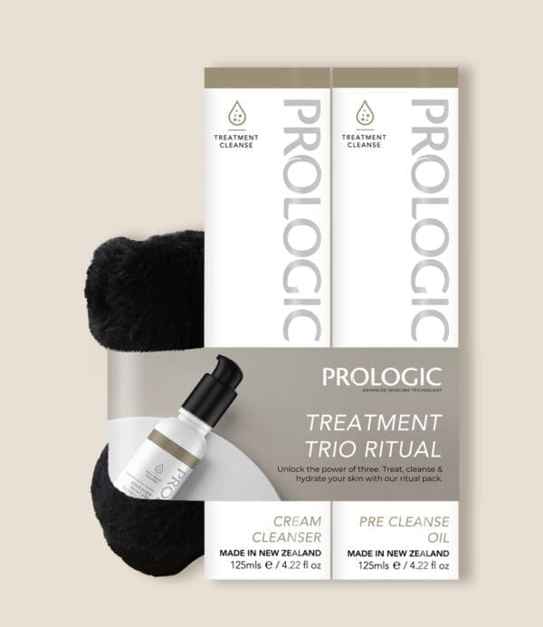 Prologic Treatment Trio Ritual Set. Microfiber Face Cloth, Pre Cleanse Oil, Cream Cleanser. Ilu Hub - Natural & Organic Clean Skincare Products & Makeup