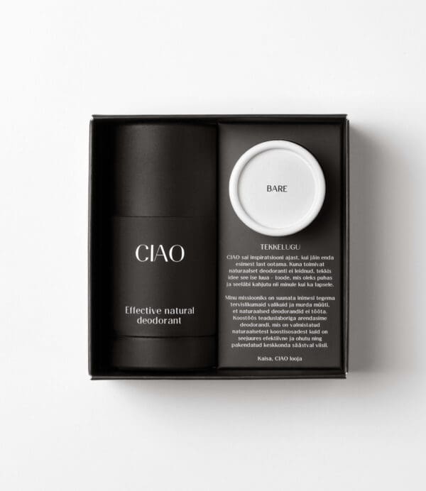 CIAO Natural Stick Deodorant with Reusable Metal Case and 2 Refills. Ilu Hub - Natural Organic Clean Skincare Products Makeup Haircare